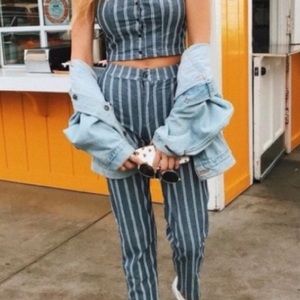 Brandy Melville blue striped Tilden pants